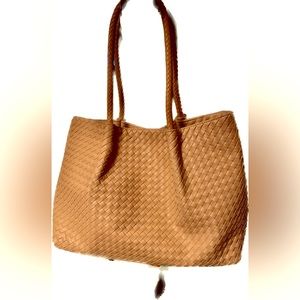 CLOSET CLEAN-OUT LuluDharma Woven Vegan Leather Large Tote Bag, Dusty Pink, EUC